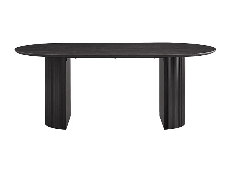 Table à manger ovale VAGOS effet bois brun foncé longueur 200cm, idéal pour une salle à manger conviviale