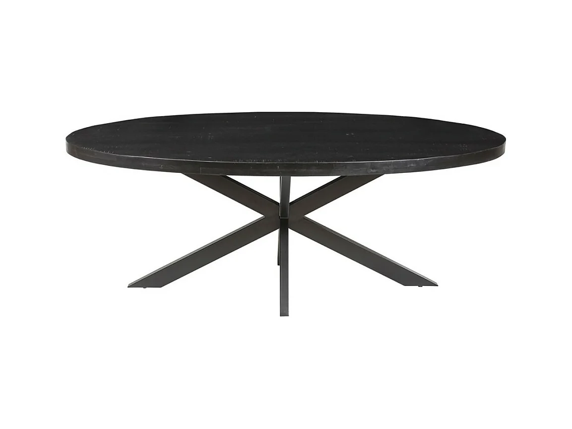 Table à manger ovale BOURGIA en bois massif de Mangolia noir, idéal pour une salle a manger conviviale