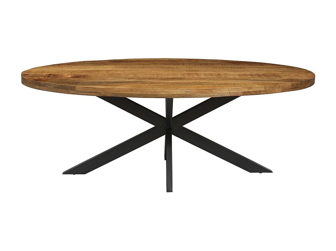 Ovale eettafel BOURGIA van massief Mangolia hout, ideaal voor een gezellige eetkamer.