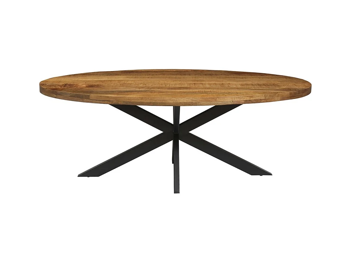 Table à manger ovale BOURGIA en bois massif de Mangolia, idéal pour une salle a manger conviviale