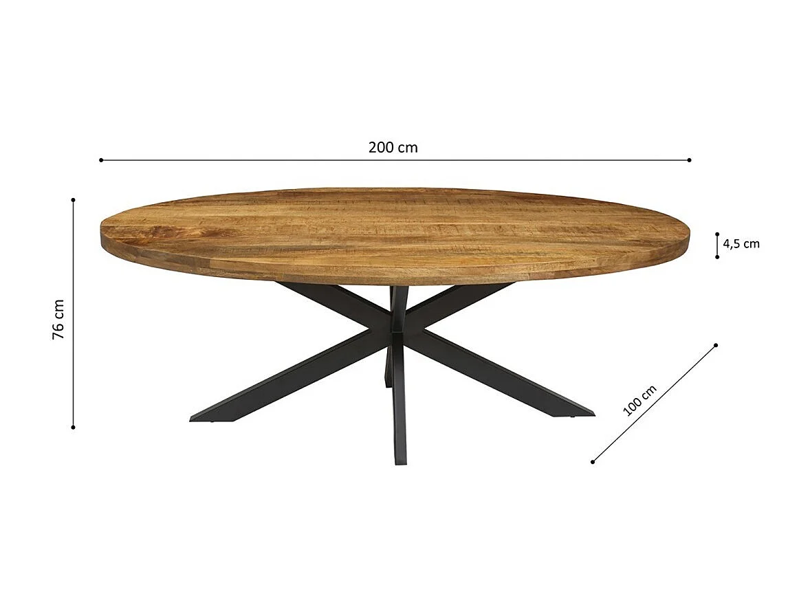 Table à manger ovale BOURGIA en bois massif de Mangolia, idéal pour une salle a manger conviviale