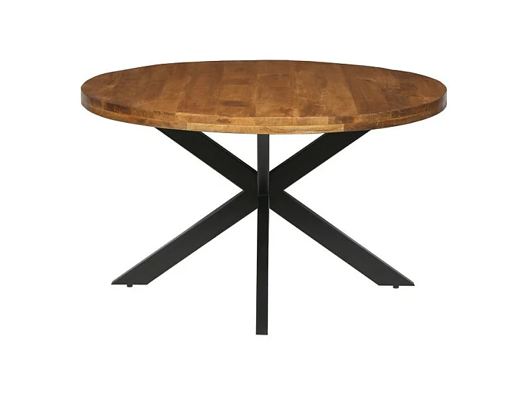 Table à manger ronde BOURGIA en bois massif de Mangolia, idéal pour une salle à manger conviviale