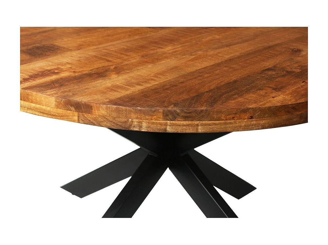 Ronde eettafel BOURGIA van massief Mangolia hout, ideaal voor een gezellige eetkamer.
