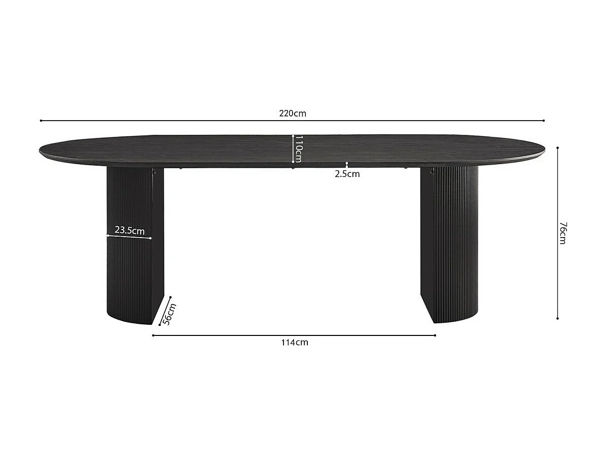 Tavolo da pranzo ovale VAGOS effetto legno marrone scuro lunghezza 220cm, ideale per una sala da pranzo accogliente