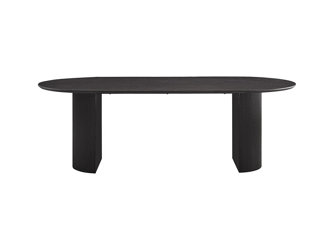 Mesa de comedor ovalada VAGOS efecto madera marrón oscuro longitud 220cm, ideal para un comedor acogedor.
