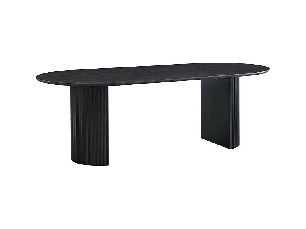 Table à manger ovale VAGOS effet bois brun foncé longueur 220cm, idéal pour une salle à manger conviviale