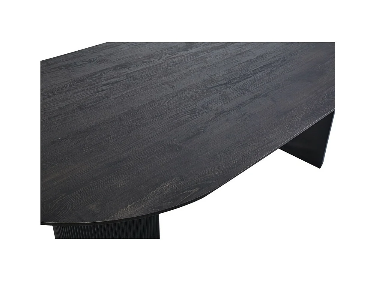 Table à manger ovale VAGOS effet bois brun foncé longueur 220cm, idéal pour une salle à manger conviviale