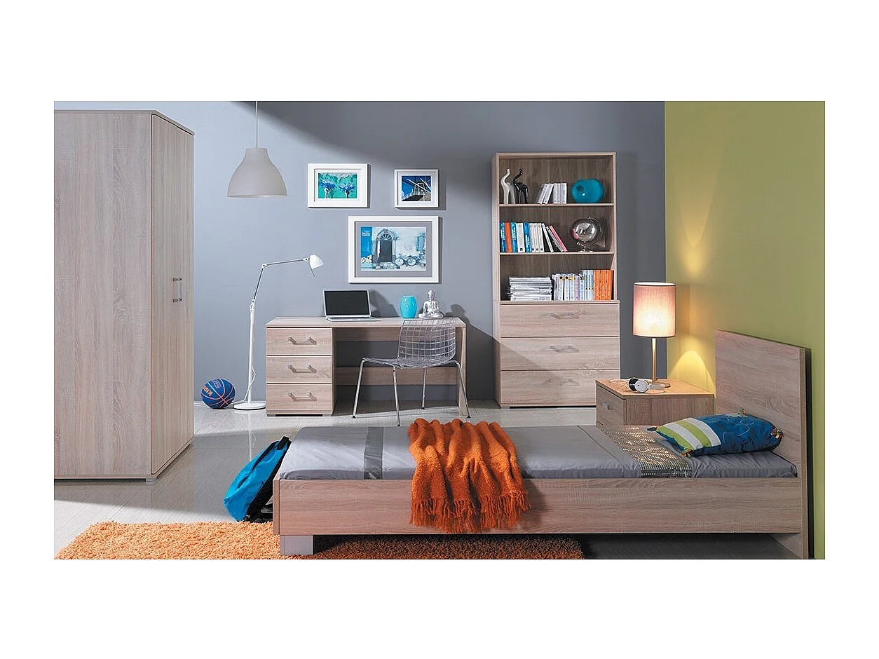 Kinderbed 90x190, collectie DUNDEE, eikenkleurig.