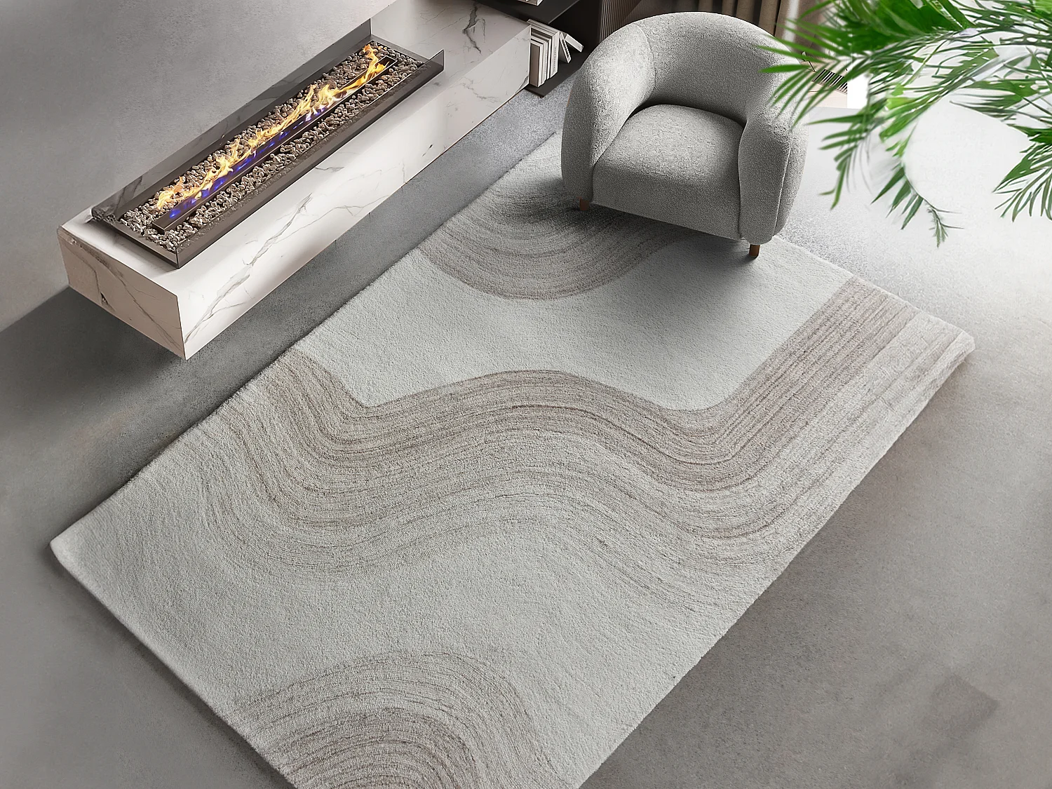 Tapis 100% laine fait à la main - 160 x 230 cm - 1800g/m2 - Beige et taupe  - AZARIA