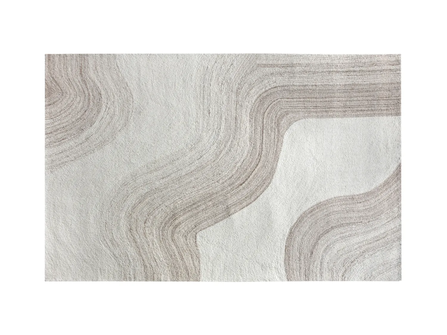 Alfombra de lana 100% hecha a mano - 160 x 230 cm - 1800g/m2 - Beige y topo - AZARIA