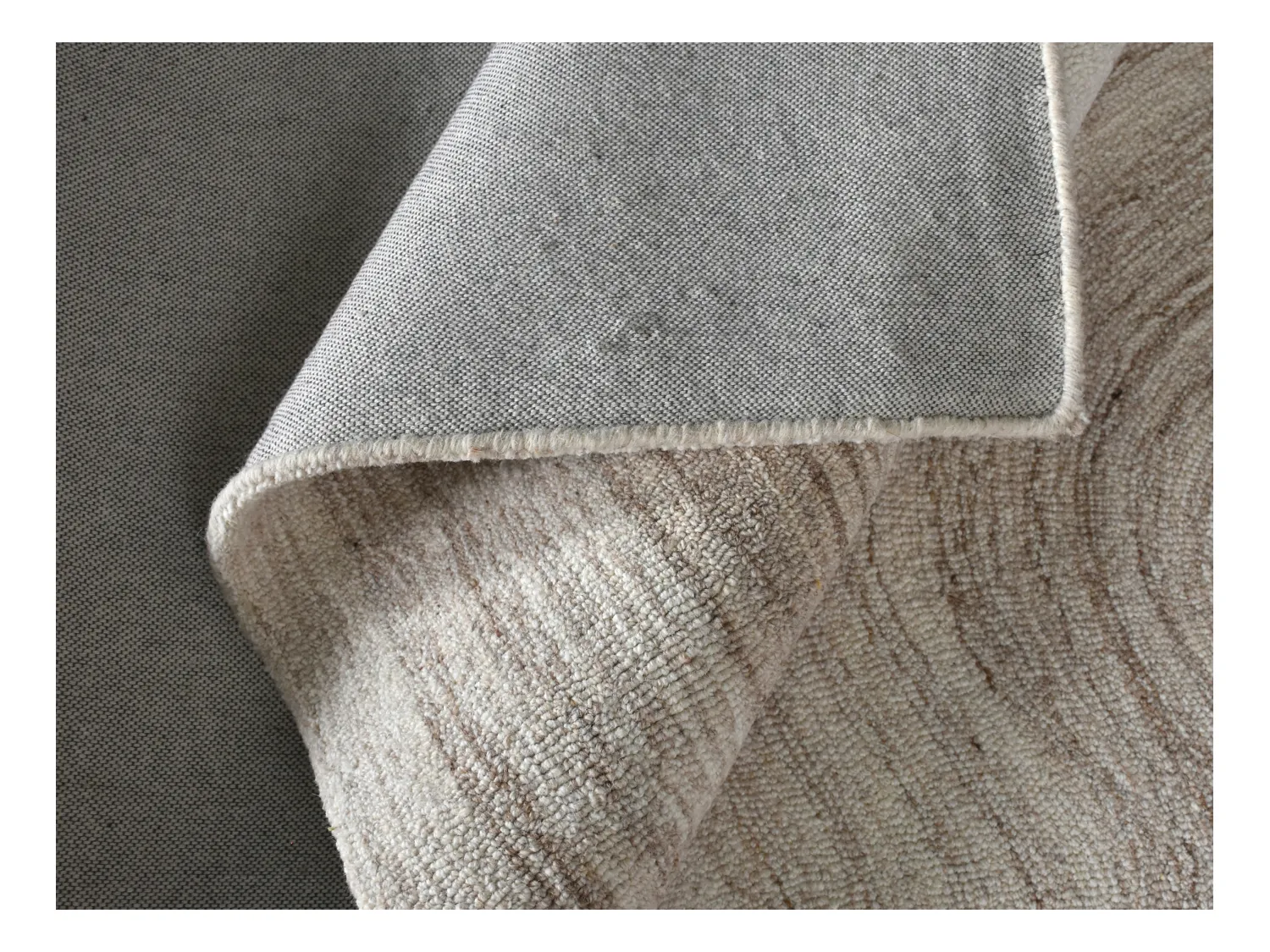 Alfombra de lana 100% hecha a mano - 160 x 230 cm - 1800g/m2 - Beige y topo - AZARIA