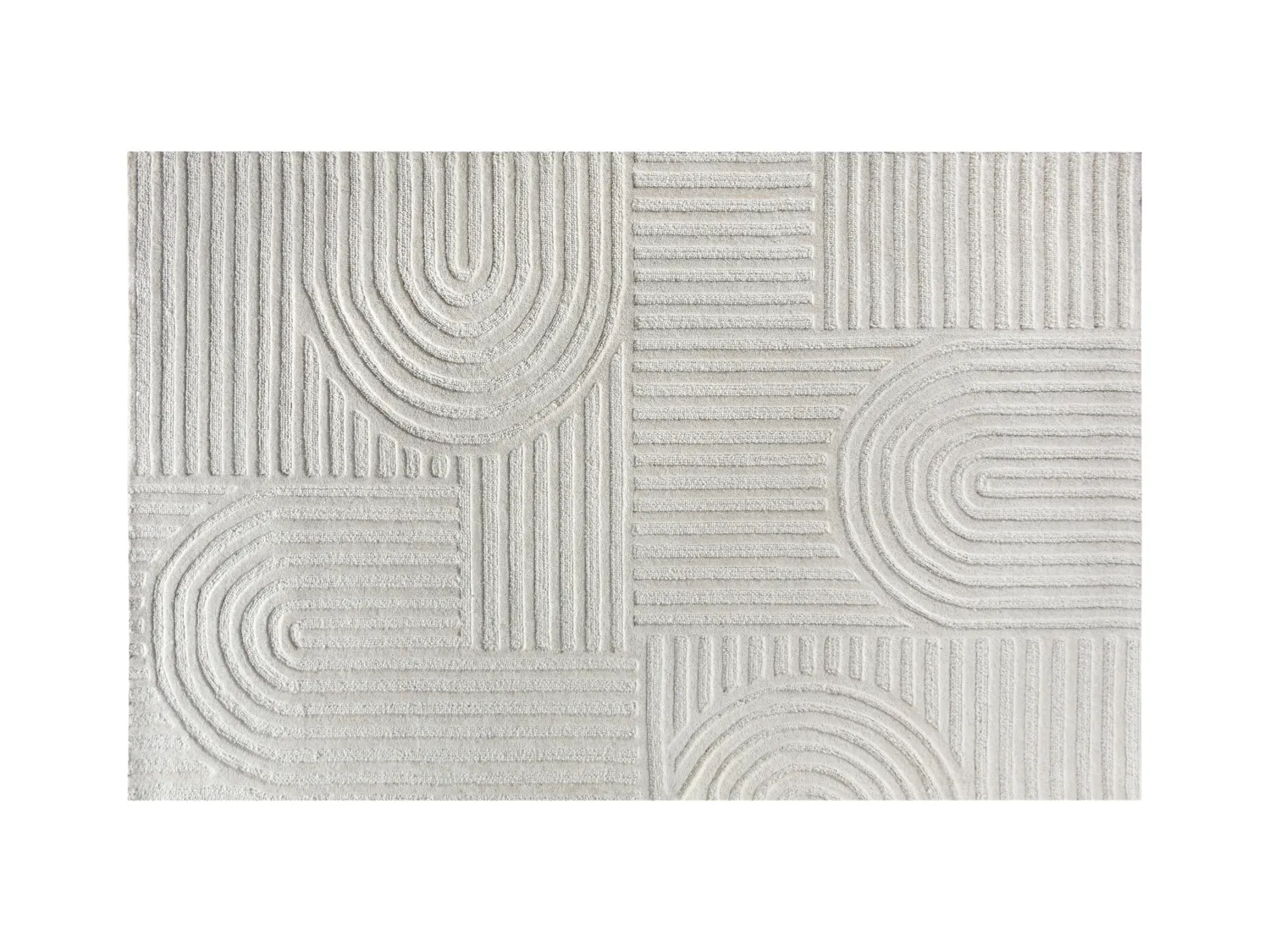 Alfombra de lana con relieve hecha a mano - 160 x 230 cm - 2200g/m2 - Marfil - ASSINIE