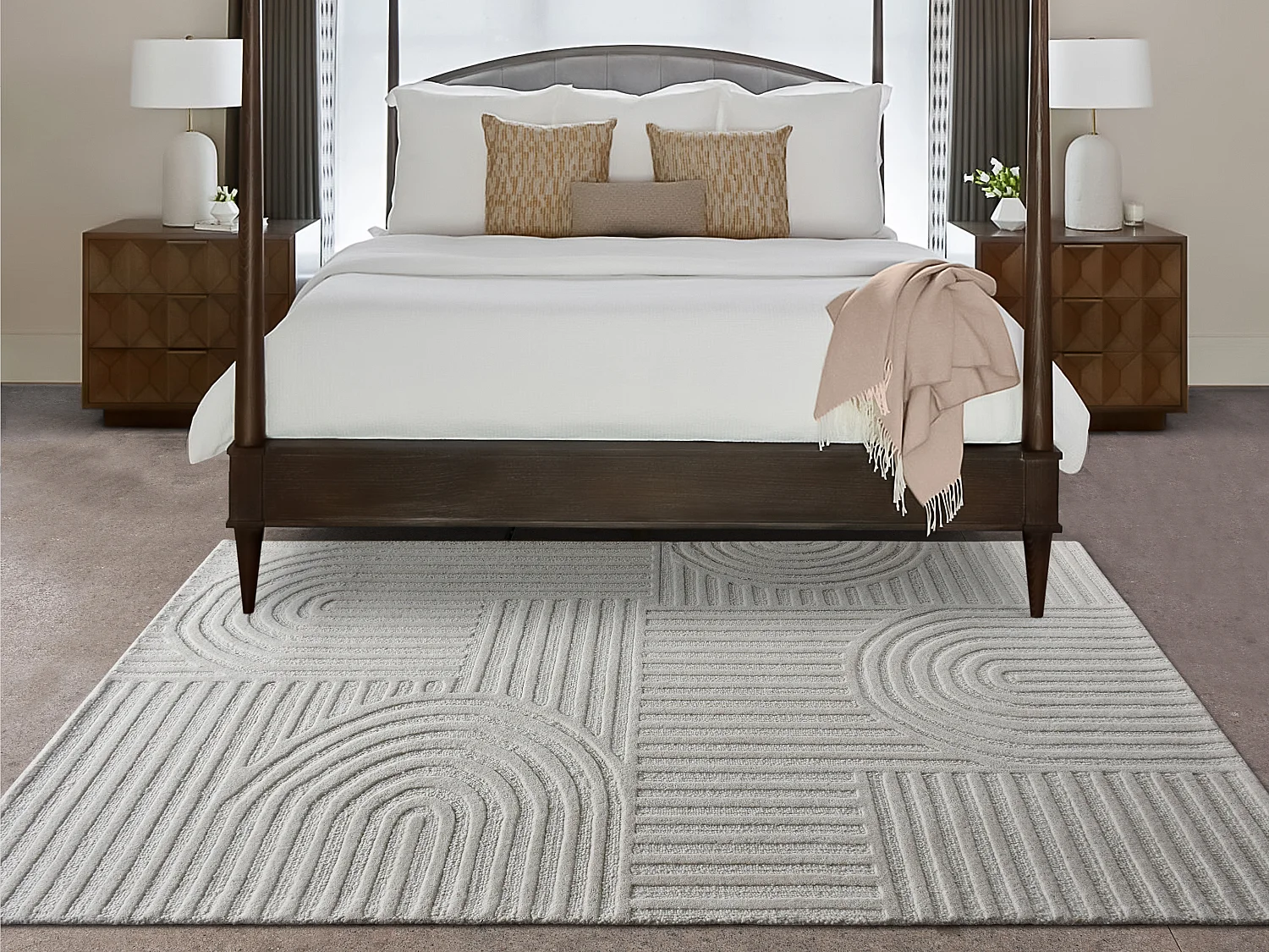 Tapis en relief 100% laine fait à la main - 160 x 230 cm - 2200g/m2 - Ivoire - ASSINIE