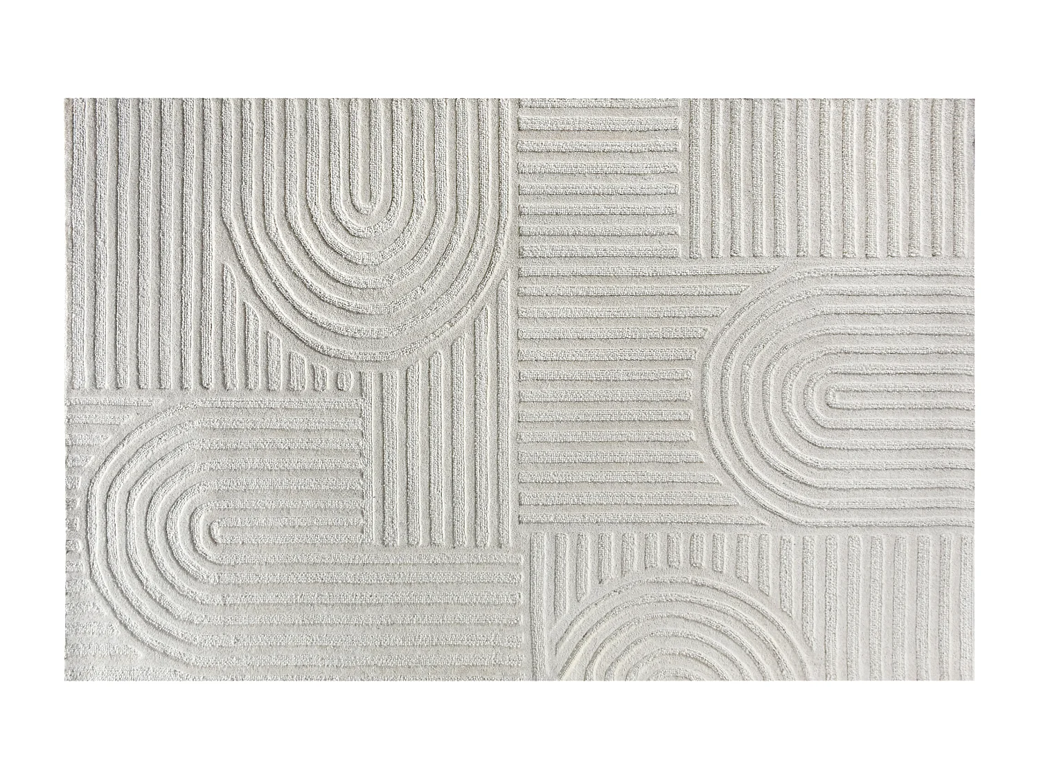 Tapis en relief 100% laine fait à la main - 200 x 290 cm - 2200g/m2 - Ivoire - ASSINIE