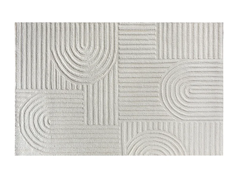 Tapete com relevos 100% lã feito à mão 200x290 cm, 2200 g/m2, cor marfim - ASSINIE