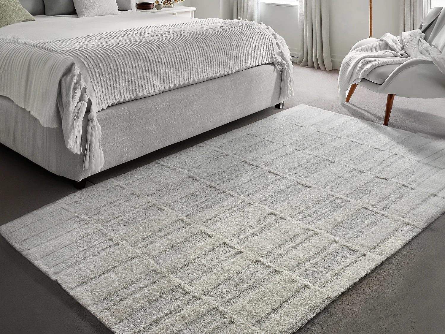 Tappeto con rilievi 200 x 290 cm 100% Lana della Nuova Zelanda di artigianato 2000 g/m2 Avorio - DALILA