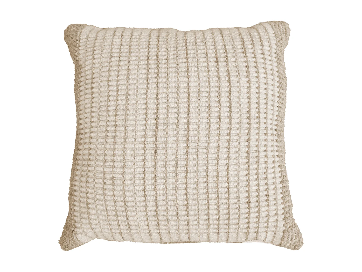 Coussin 100% laine fait à la main - 60 x 60 cm - Beige et ivoire - DIOULA