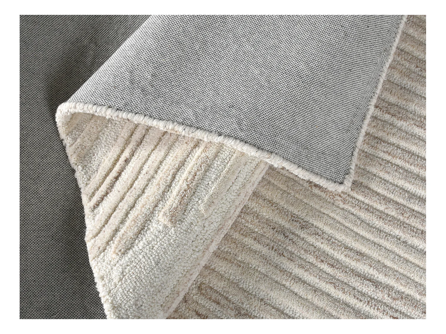 Dywan z wypukłym wzorem ręcznie tkany 100% wełny - 160 x 230 cm - 2200g/m2 - Kość słoniowa - SERAPHINA