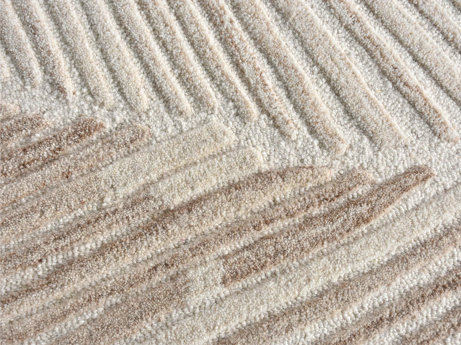 Tapis en relief 100% laine fait à la main - 160 x 230 cm - 2200g/m2 - Ivoire - SERAPHINA