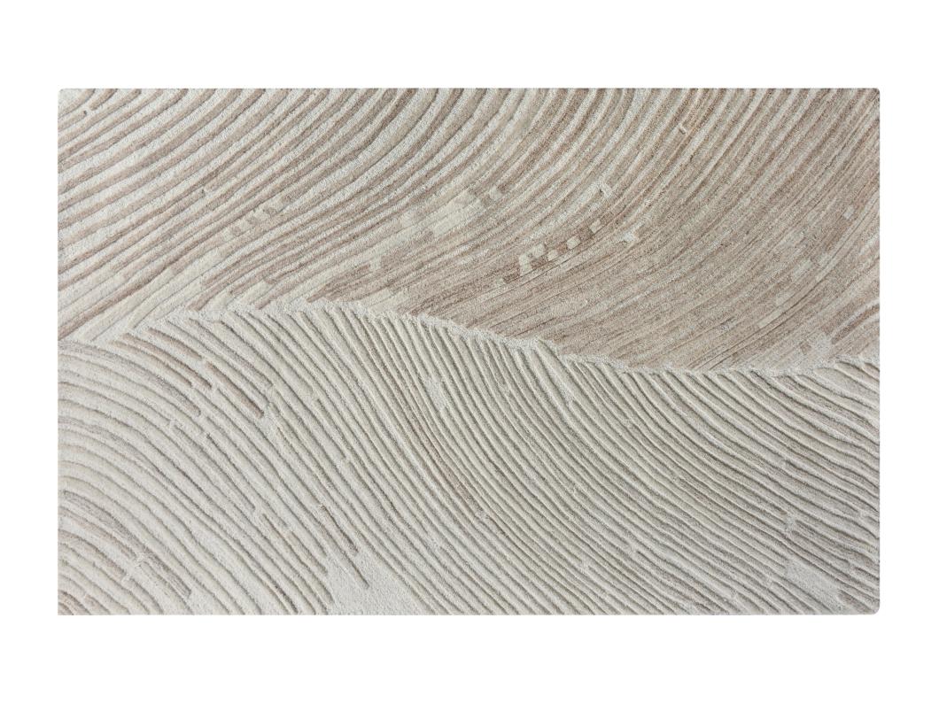 Teppich - Relief-Optik - 100 % Wolle - handgefertigt - 160 x 230 cm - 2200 g/m2 - Elfenbeinfarben SERAPHINA