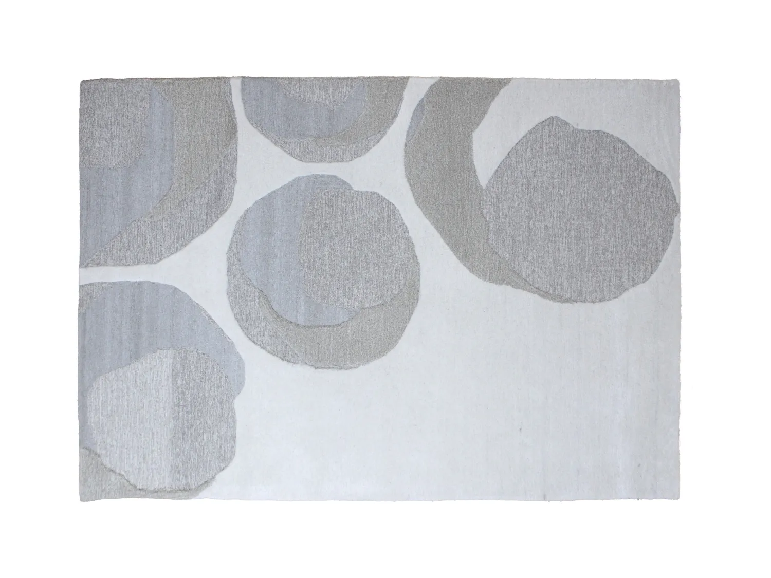 Alfombra con relieve abstracto de lana y viscosa - 160 x 230 cm - 2200g/m2 - Gris - KUMASI