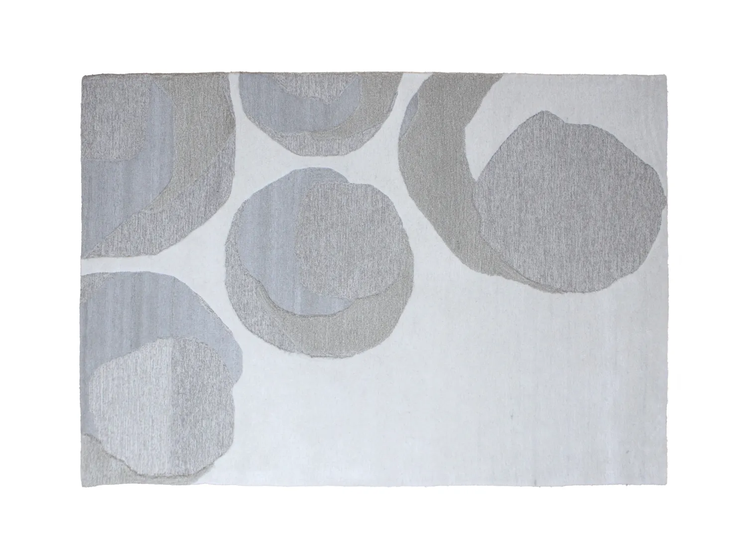 Tæppe med abstrakte mønstre i uld og viskose - 200 x 290 cm - 2200g/m2 - Grå - KUMASI