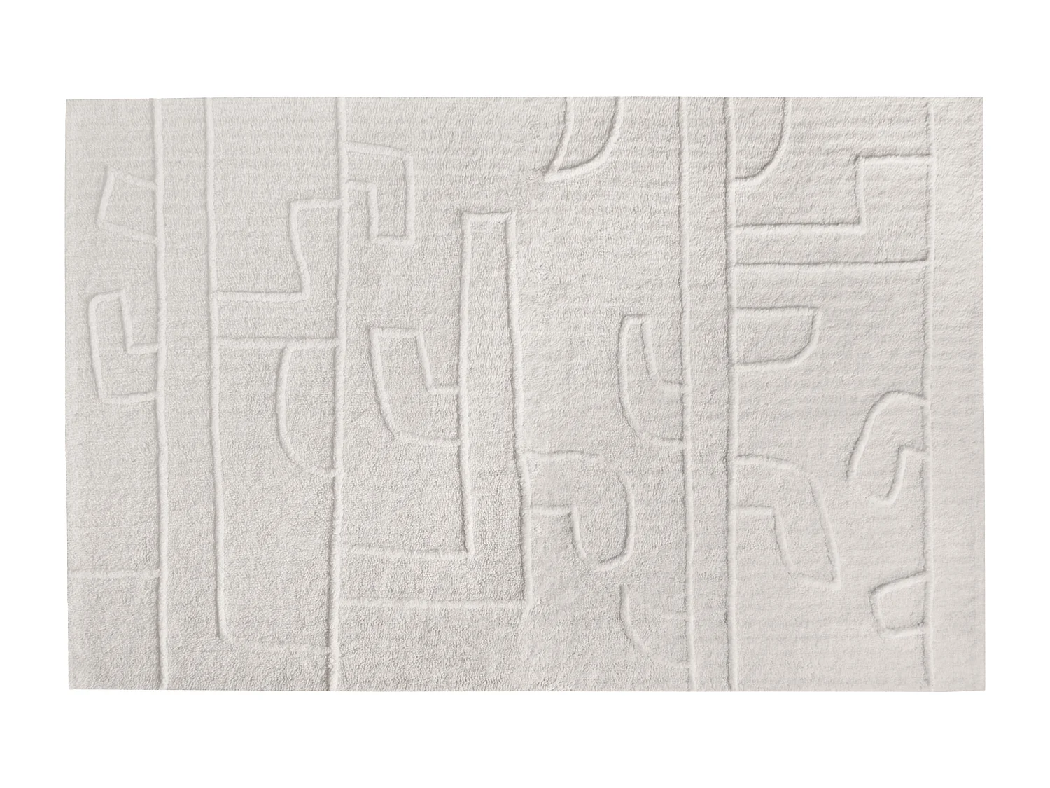 Alfombra de lana de Nueva Zelanda con relieve hecha a mano - 160 x 230 cm - 1400g/m2 - Marfil - CORALIE