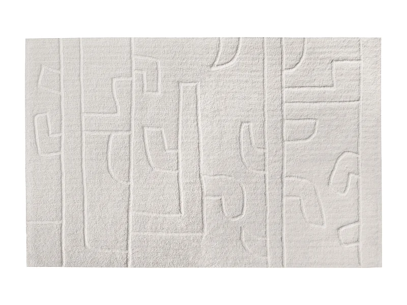 Tapete com relevos em lã da Nova Zelândia feito à mão 160x230 cm, 1400 g/m2, cor marfim - CORALIE