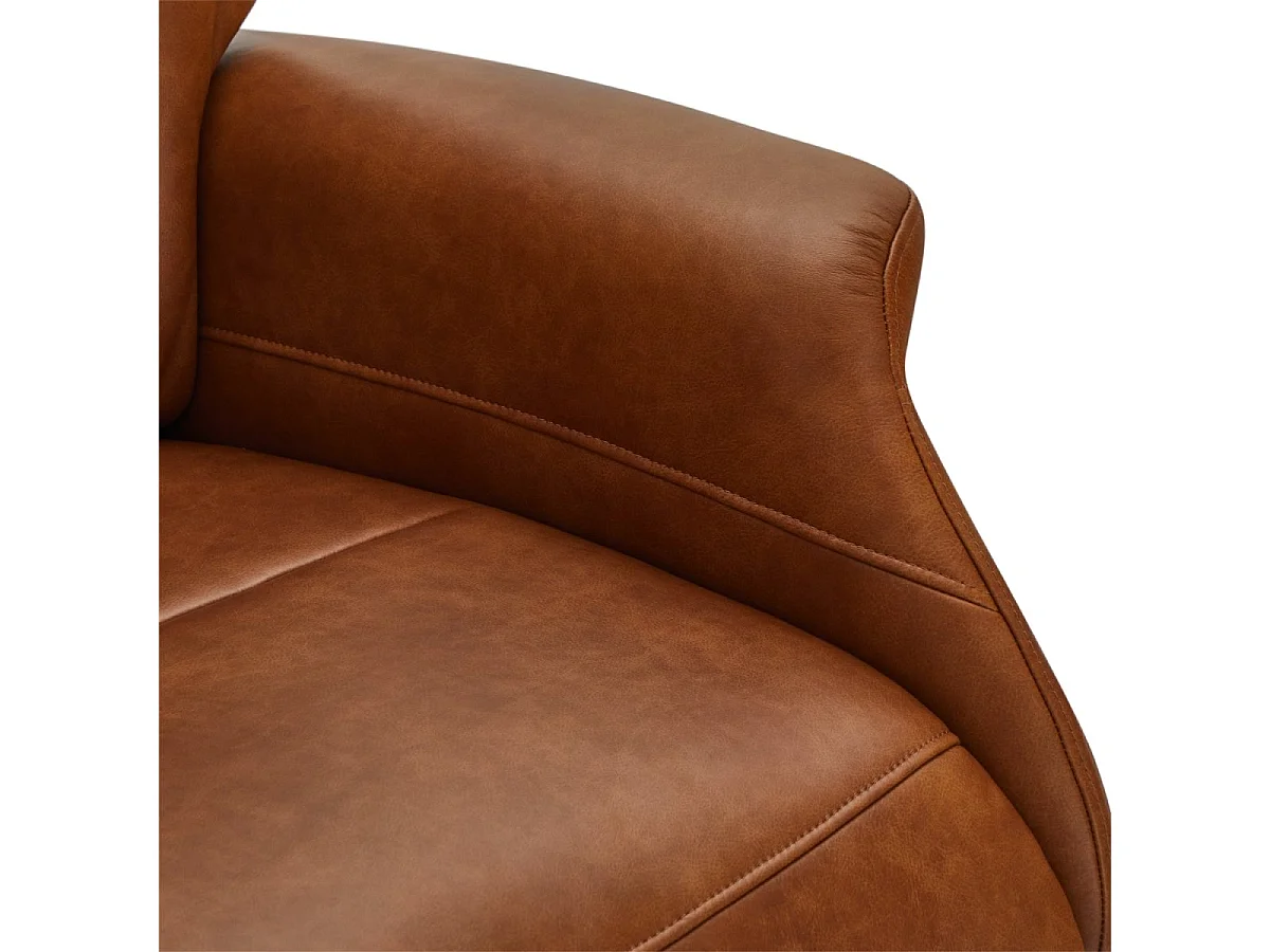 Fauteuil relax Delta - Cuir et métal - Marron