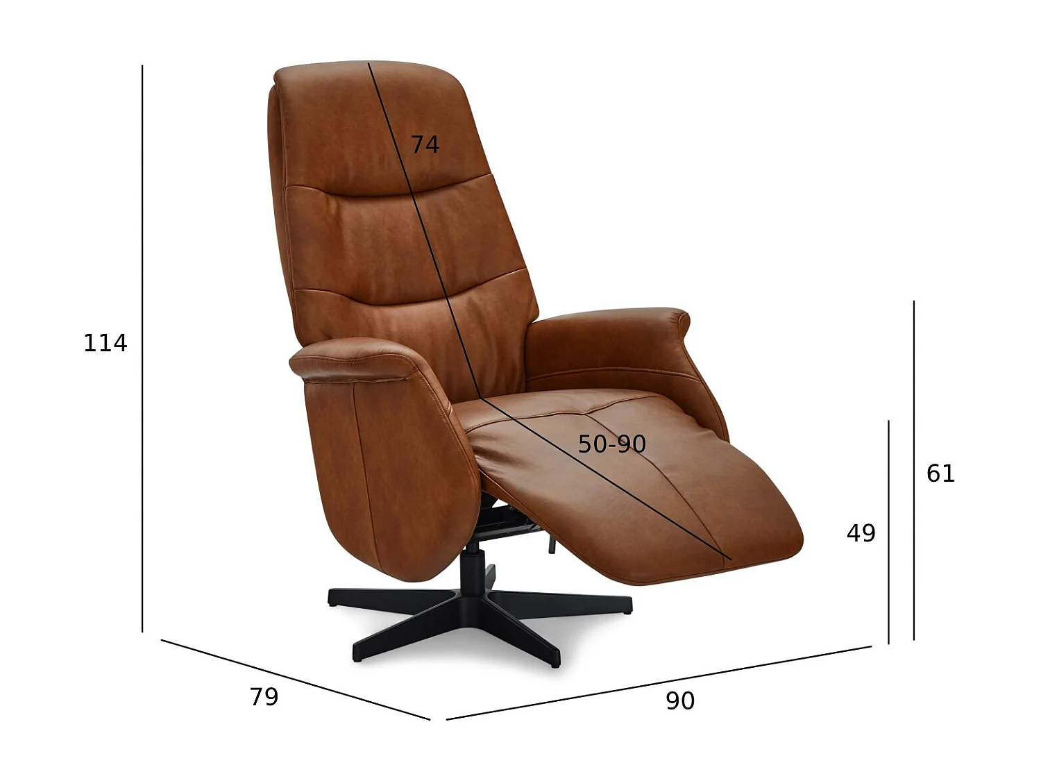 Fauteuil relax Delta - Cuir et métal - Marron