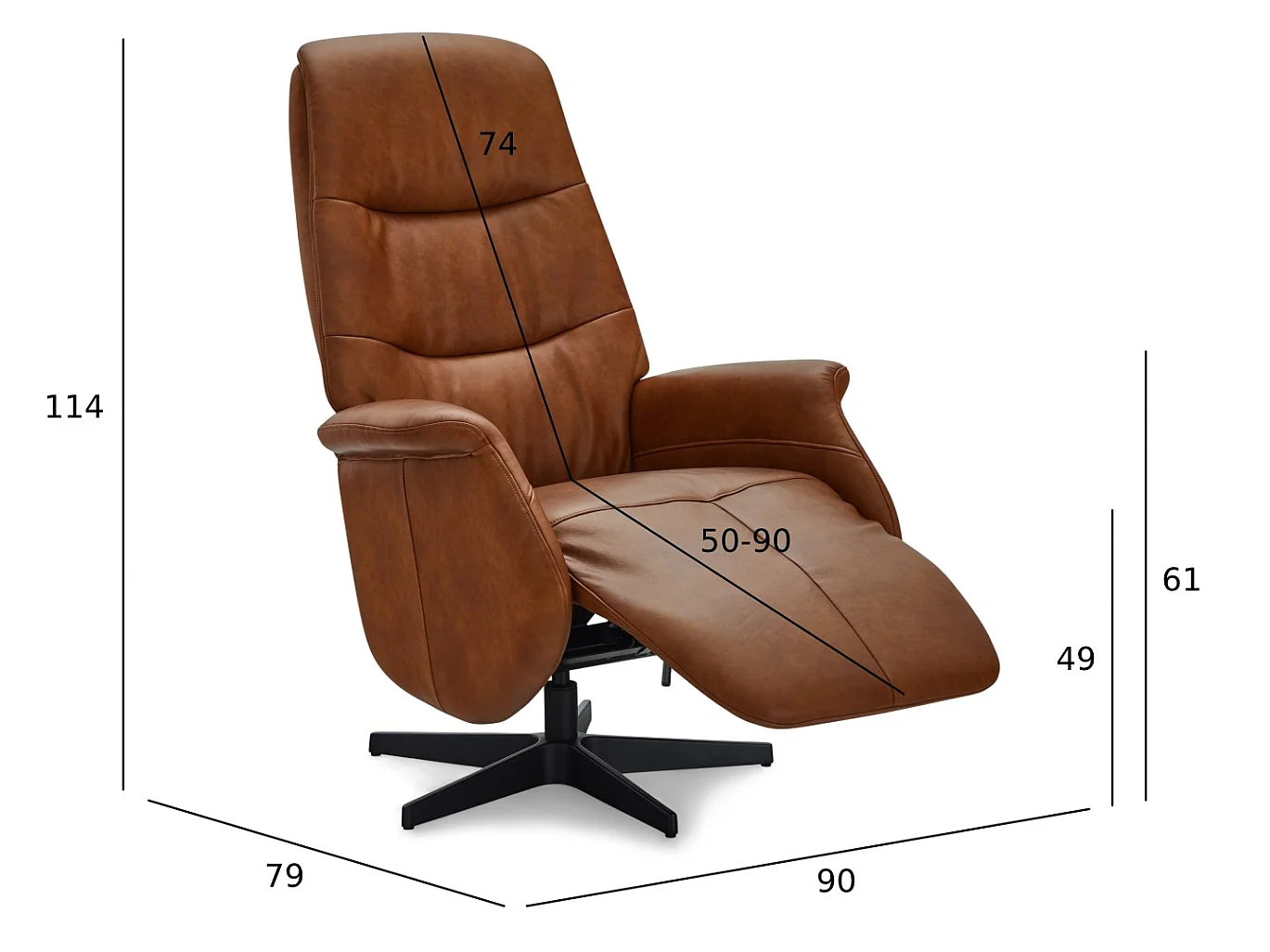 Fauteuil relax Delta - Cuir et métal - Marron