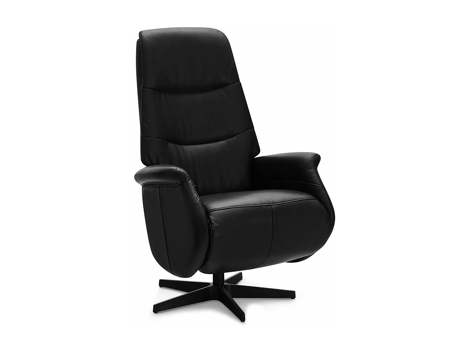 Handmatige relaxfauteuil Delta - Leer & metaal - Zwart