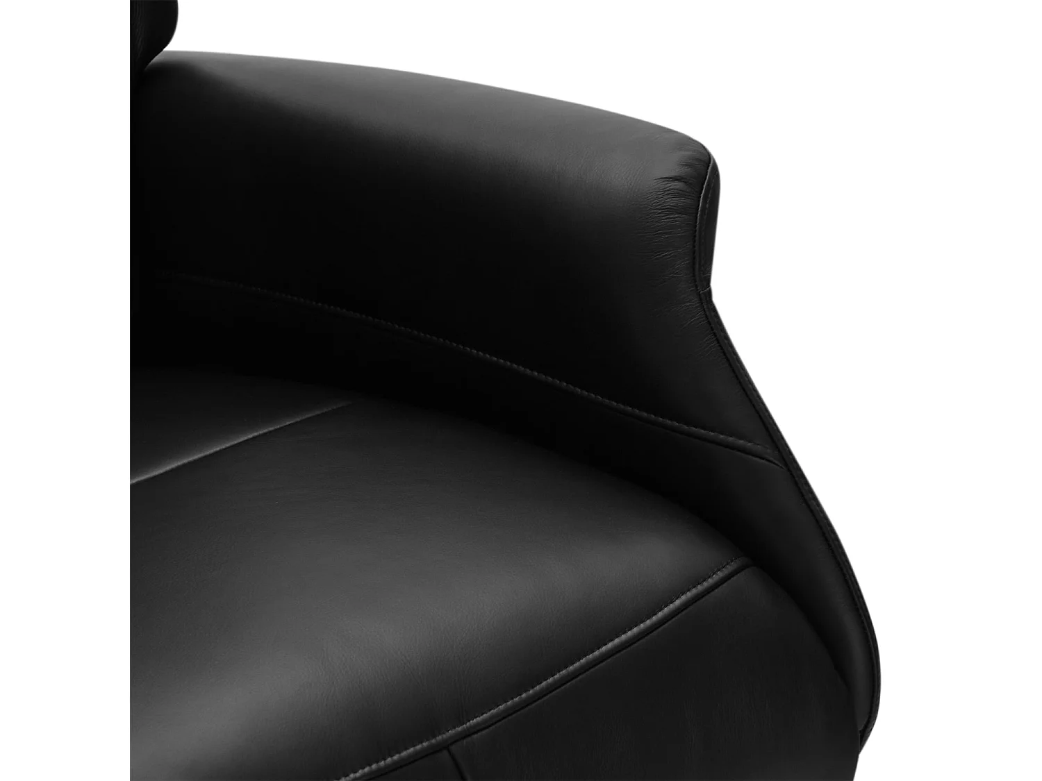 Handmatige relaxfauteuil Delta - Leer & metaal - Zwart