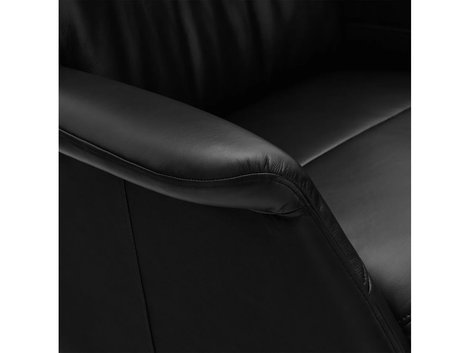 Handmatige relaxfauteuil Delta - Leer & metaal - Zwart