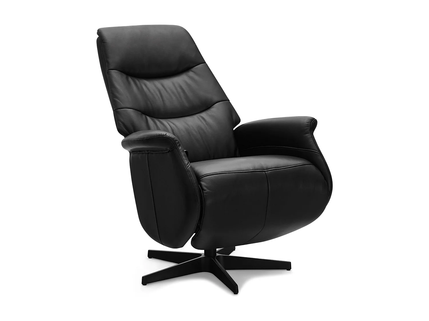 Handmatige relaxfauteuil Delta - Leer & metaal - Zwart