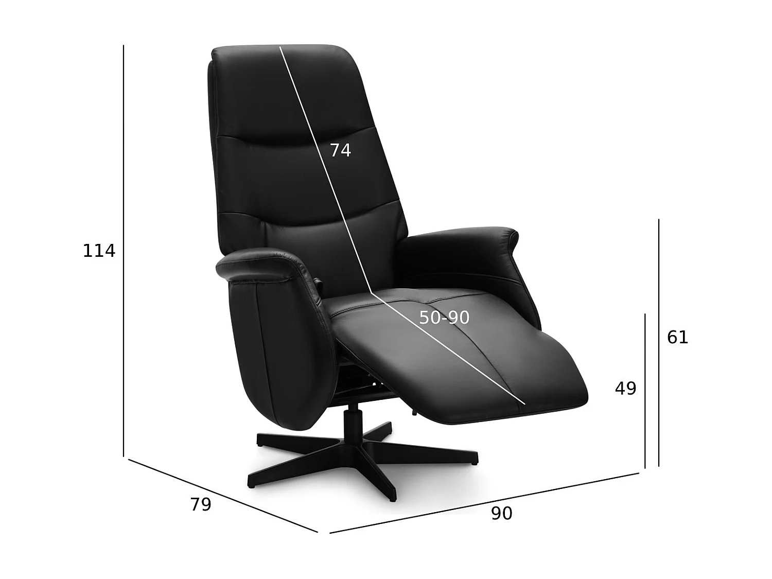 Fauteuil relax Delta - Cuir et métal - Noir