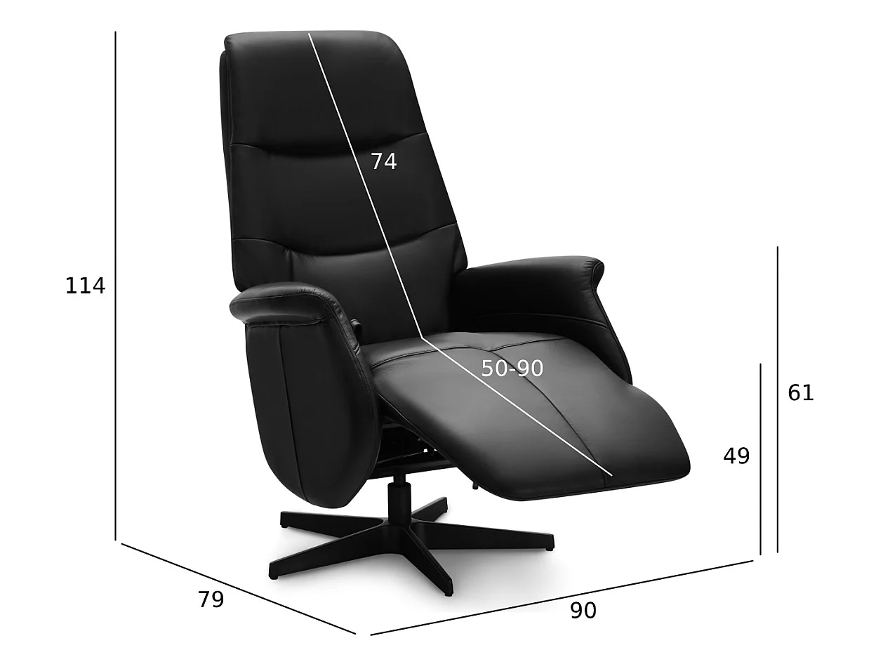 Fauteuil relax Delta - Cuir et métal - Noir
