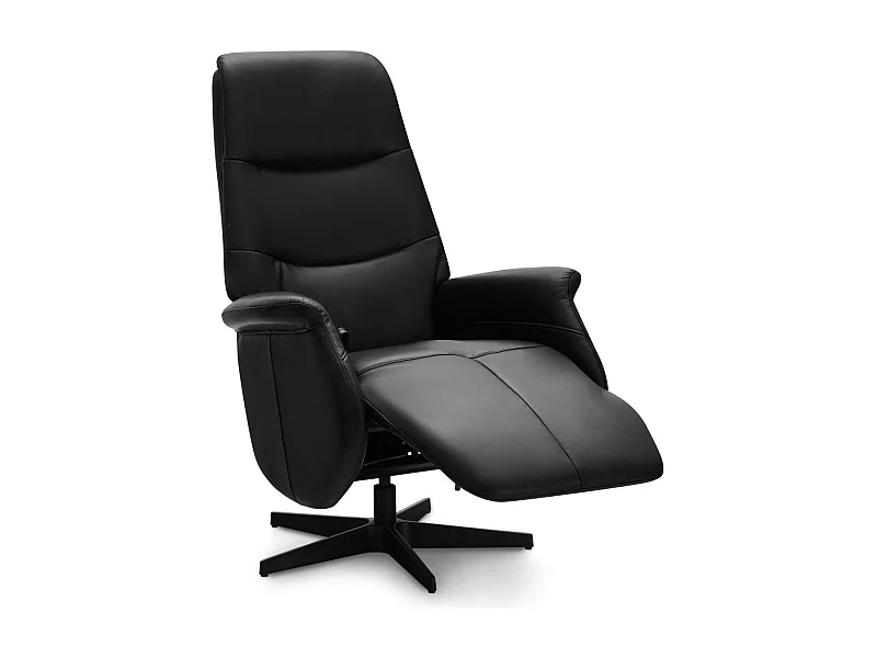 Handmatige relaxfauteuil Delta - Leer & metaal - Zwart