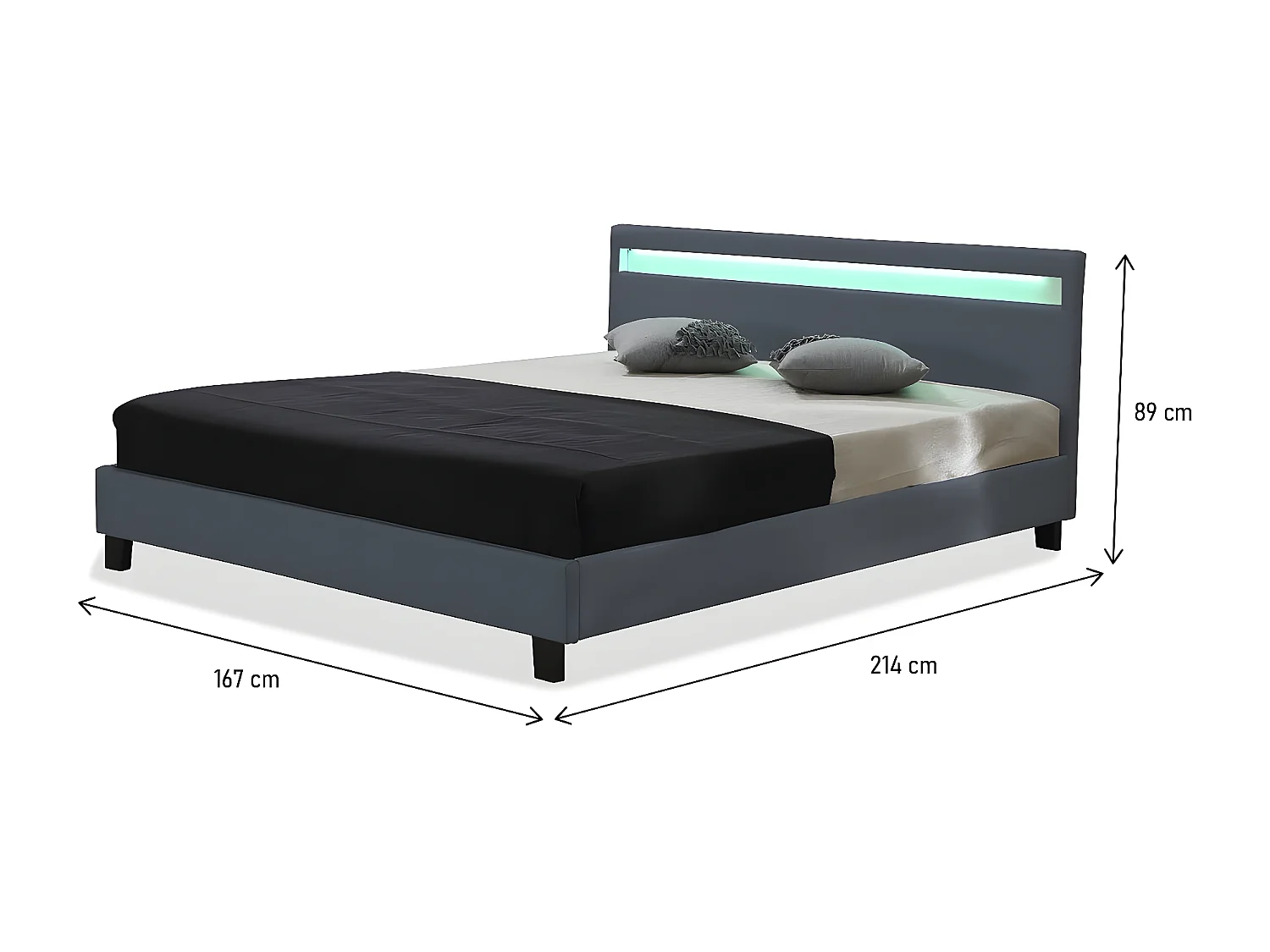 Letto con led "Maria" - 160 x 200 cm - Bianco