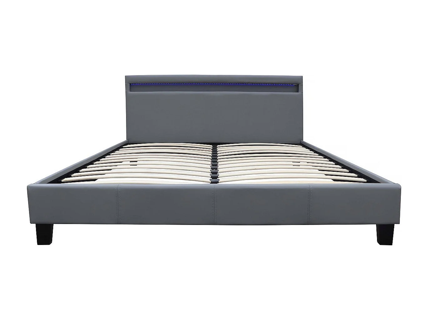 Verlicht LED-bed "Maria" van PVC - 160 x 200 cm - Grijs