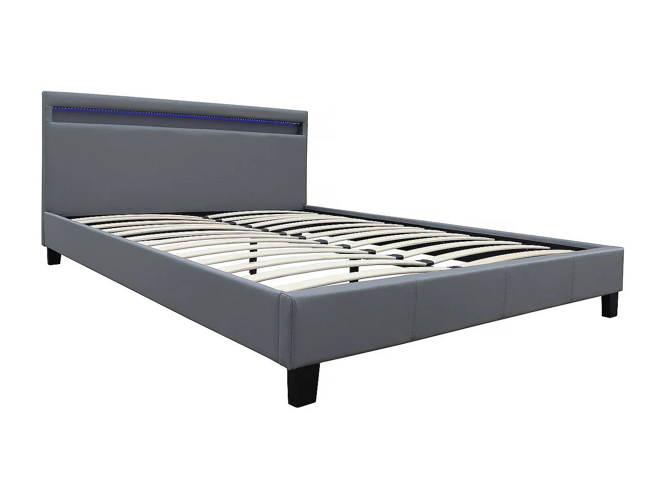 Verlicht LED-bed "Maria" van PVC - 160 x 200 cm - Grijs