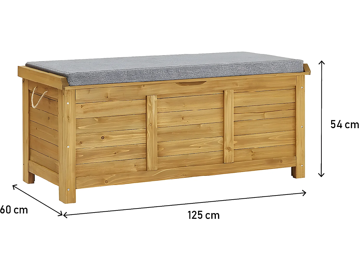 Baú de jardim em madeira "Gana" 2 em 1 - 200 L - Marrom