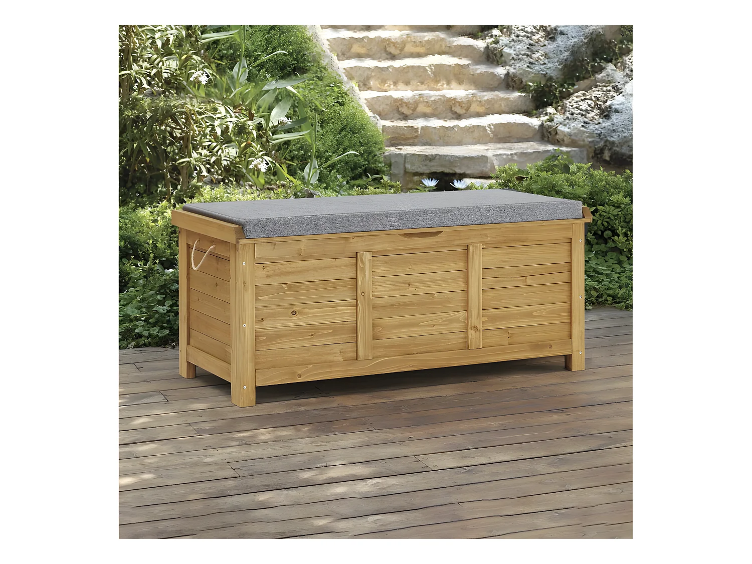 Coffre de jardin "Gana" en bois - 125 x 60 x 54 cm - Marron