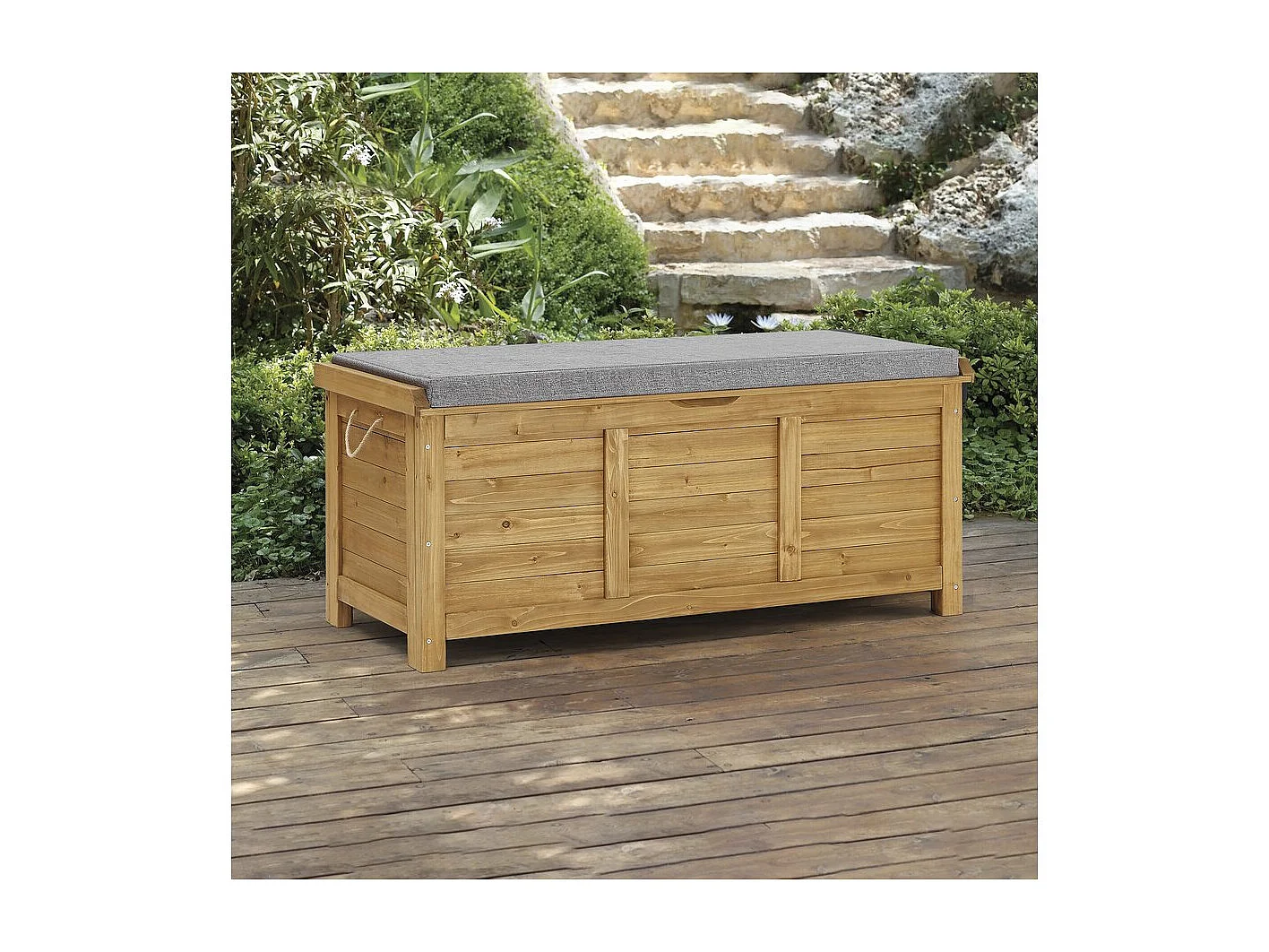 Caja de jardin de madera "Gana" - 125 x 60 x 54 cm - Marrón