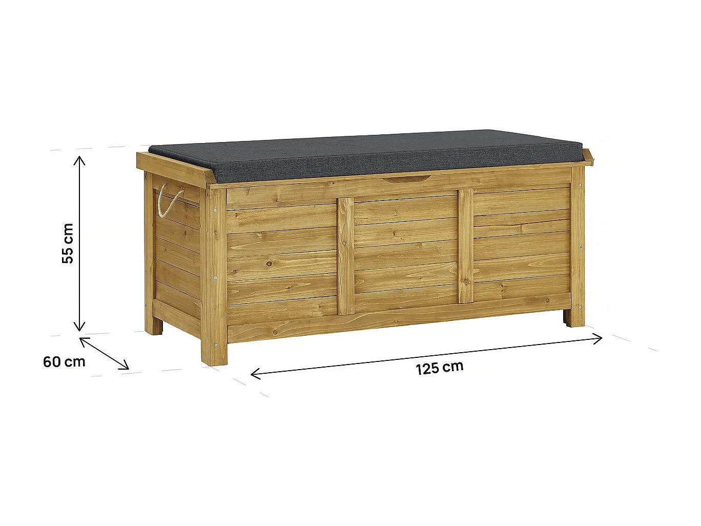 Gartenbox aus Holz "Gana" - 125 x 60 x 54 cm - Braun