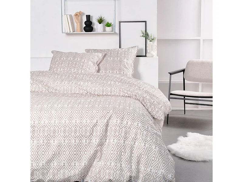 Bedrukt dekbedovertrek + 2 kwadrantovertrekken, 100% katoenkwaliteit M/Vintage 220x240cm
