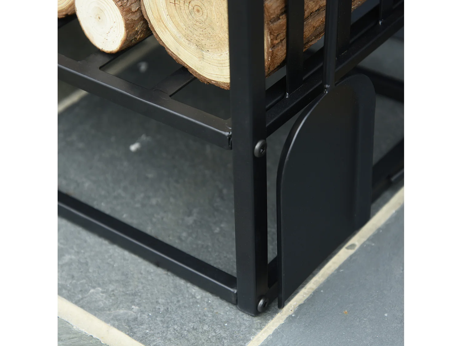 Serviteur de cheminée - porte bûches - range bûches multi accessoires étagère 75L x 30l x 60H cm acier noir