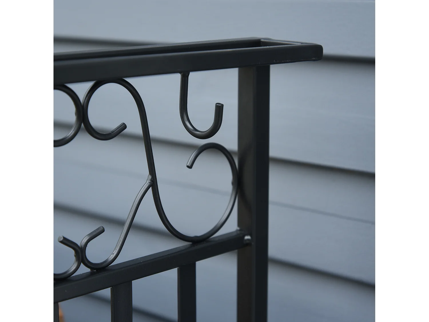 Serviteur de cheminée - porte bûches - range bûches multi accessoires étagère 75L x 30l x 60H cm acier noir