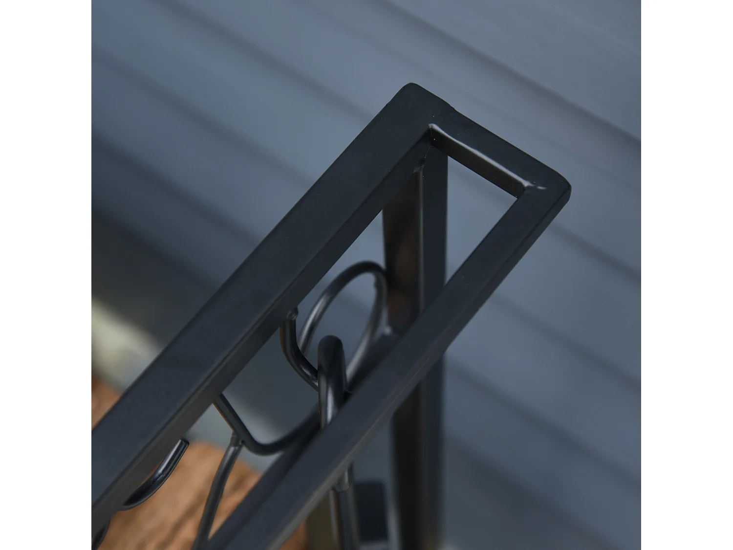 Serviteur de cheminée - porte bûches - range bûches multi accessoires étagère 75L x 30l x 60H cm acier noir