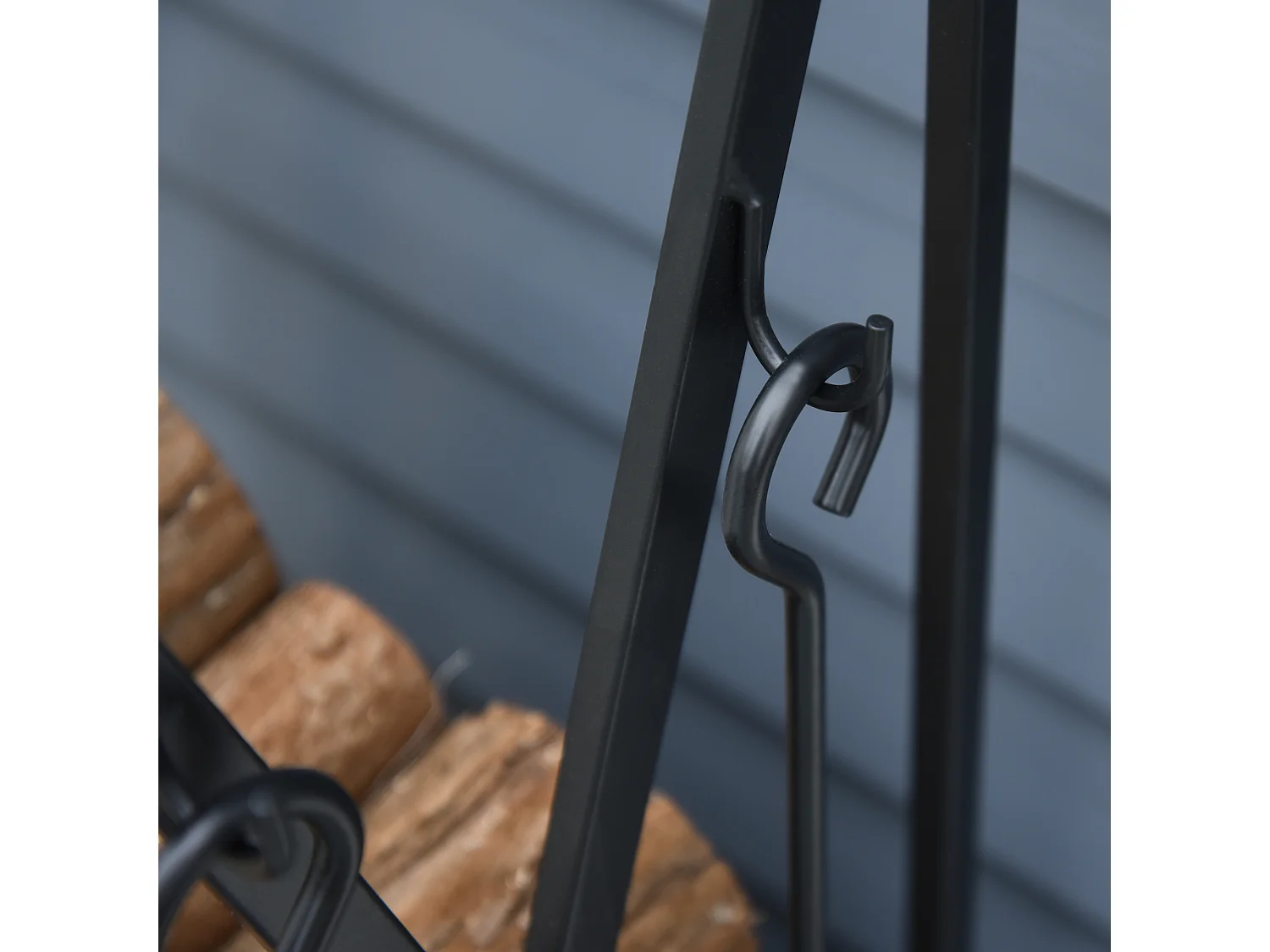 Serviteur de cheminée - porte bûches - range bûches multi accessoires étagère 46L x 30l x 76H cm acier noir